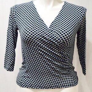 Like new TALBOTS navy & white blouse